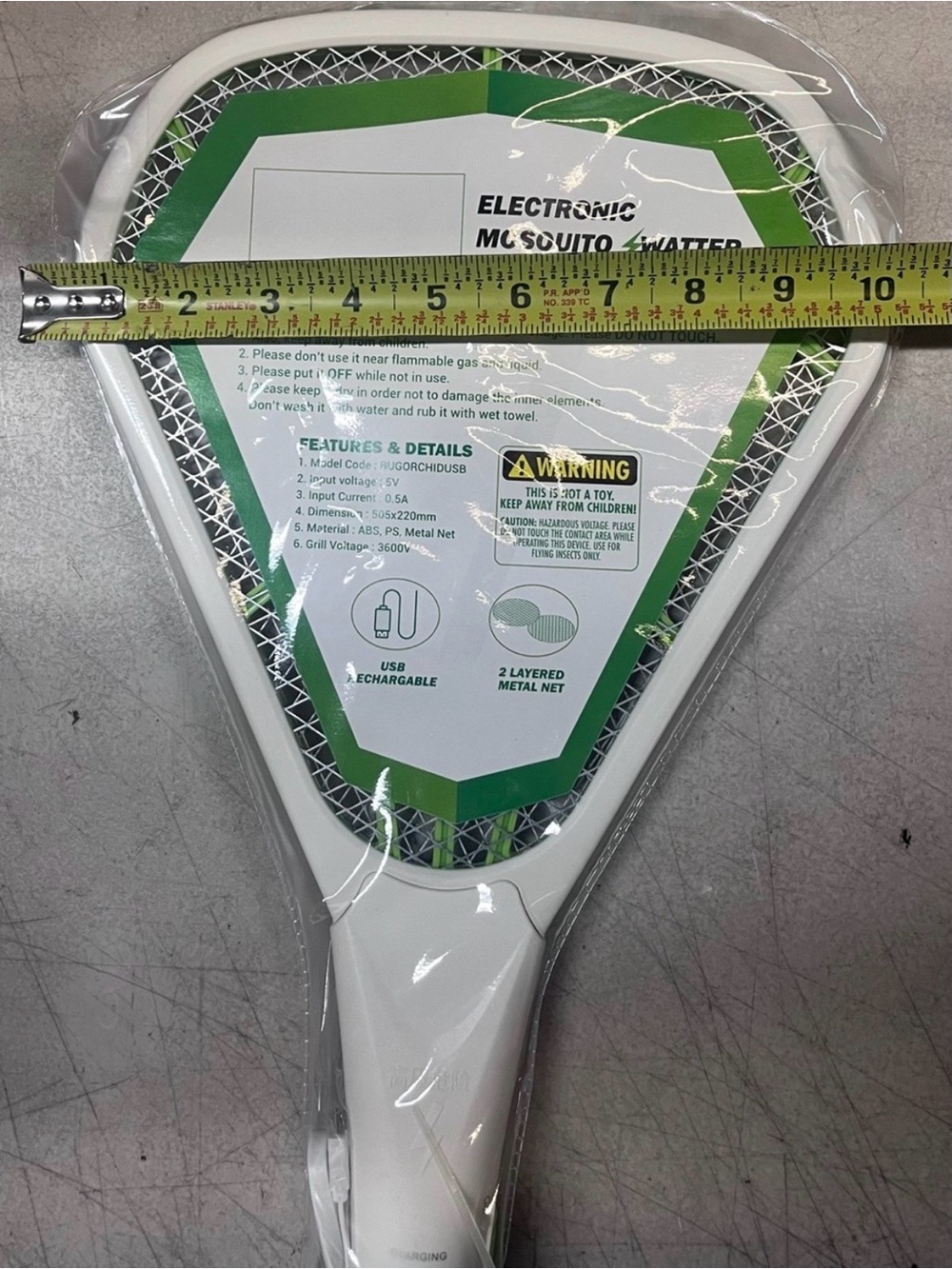 1pc 20x9” USB Rechargeable bug Swatter - Picture 2 of 2